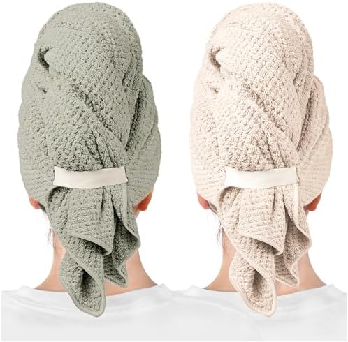 ROLSHOL 2-Pack Large Microfiber Hair Towel Wraps by ROLSHOL