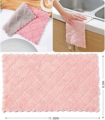 10 Pack Kitchen Cloth, Microfiber Dish Towels Washcloths, Super Absorbent Coral - Image 6