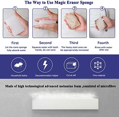 Magic Sponge Eraser, 50 Pack Melamine Sponge Sheets Foam in Bulk, All-Purpose - Image 2