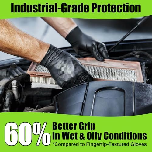 TREEGO 10 Mil Heavy Duty Black Nitrile Mechanic Gloves - Image 3