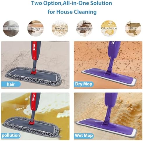 6pcs Microfiber Spray Mop Replacement Heads Flat Reusable Mop Pads - Image 2