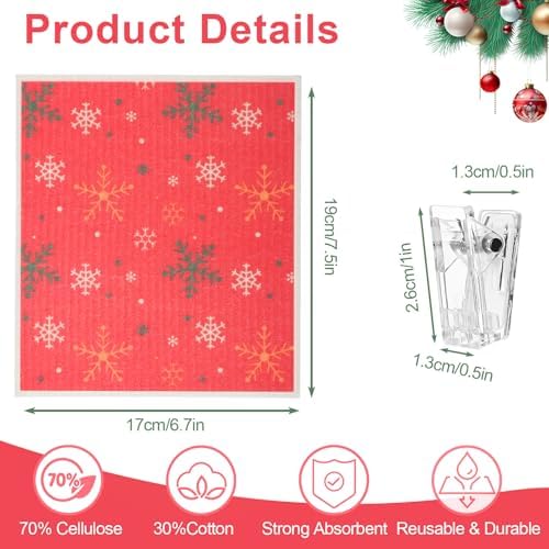 6 Pack Christmas Swedish Dishcloths - Image 2