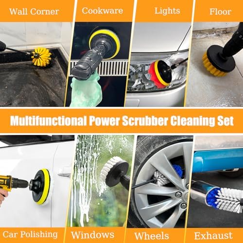 15Pcs Drill Brush Attachment Set, Drill Scrubber Brush Kit Include Soft Drill - Image 6