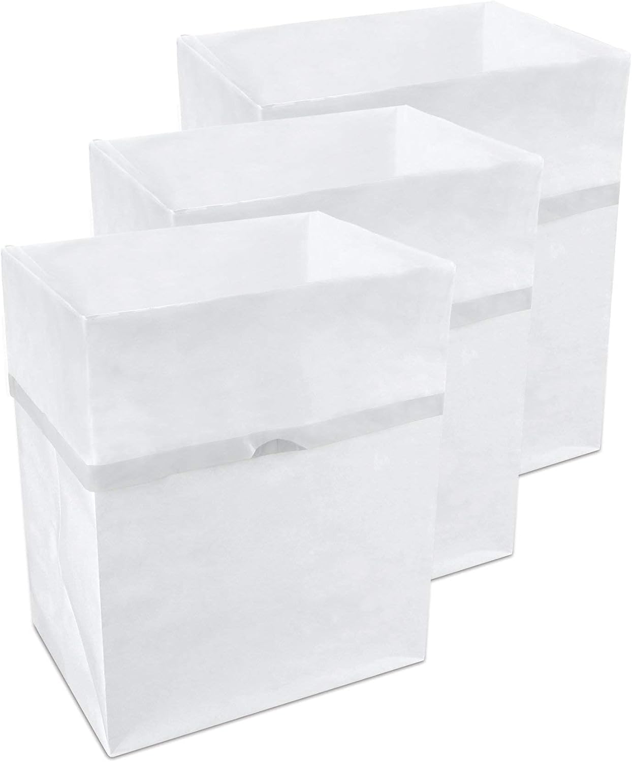13 Gallon Disposable Pop-Up Trash Cans (3-Pack) with Fitted Bags – Foldable Garbage & Recycling Bins for Parties, Events & Kitchen (White, 17" H x 13.5" W x 10" D)