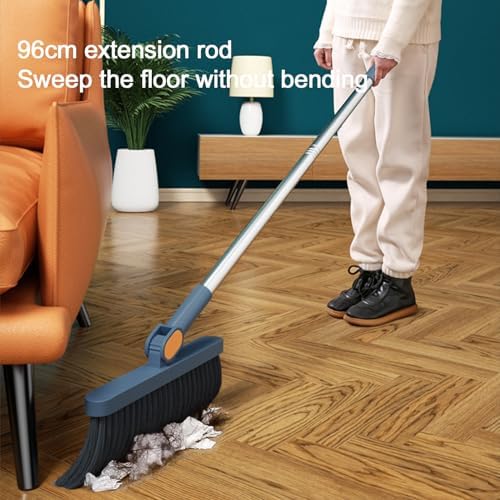 Generic Broom with Dustpan Combo Set, 180° Rotating 37"" Long Handle Broom and - Image 5
