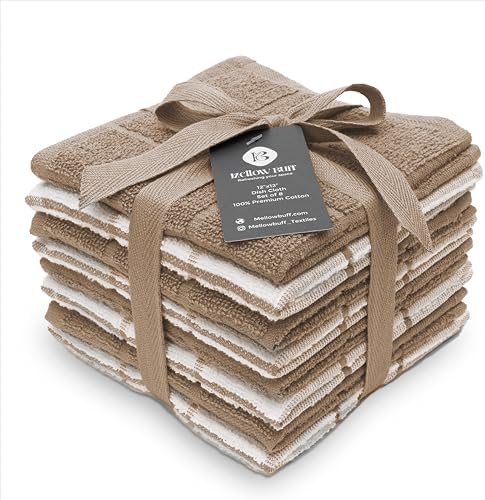 100% Cotton Terry Dish Cloth & Dish Towel, 8 Pack, Super Soft and Absorbent by Ecotribe