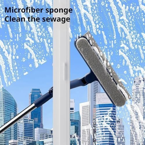 47in Window Squeegee with Extension Pole, 4-in-1 Telescopic Window Cleaner Tool - Image 3