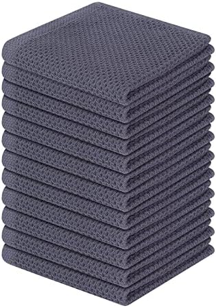 Homaxy 100% Cotton Waffle Weave Kitchen Dish Cloths 12-Pack, Dark Grey by Homaxy