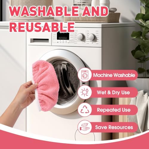 8Pcs Pink Reusable Mop Pads, Microfiber Mop Pads Compatible - Image 4