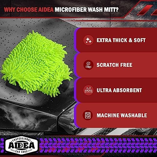 AIDEA Car Wash Mitt Microfiber-2PK, Car Wash Brush, 7.12''X10.14'' - Image 3