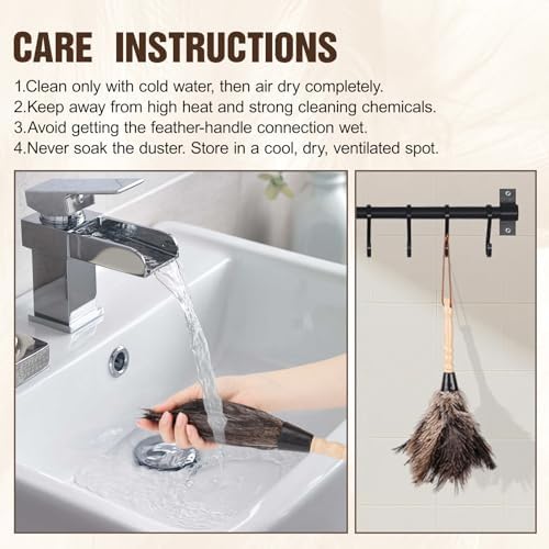 Ostrich Feather Dusters with Wood Handle，Reusable Feather Duster, Ostrich - Image 7