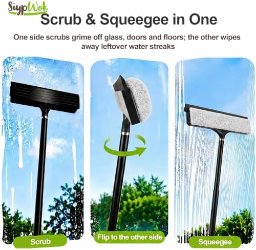 2 in 1 Window Squeegee with Adjustable Telescopic Pole, Shower Glass Squeegee - Image 3