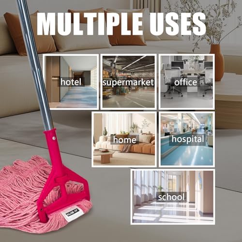 KLHB‑YF 21 Oz Heavy‑Duty Pink Cotton Mop Head Replacement, Fade‑Resistant - Image 4