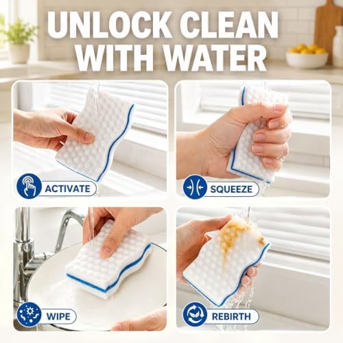 50 Pack Magic Eraser Sponge Pads, Extra Thick Melamine Sponges - Image 4
