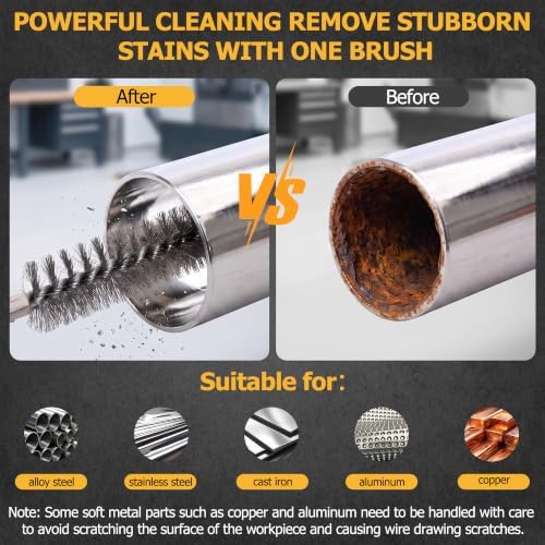 Drill Brush, Wire Bore Brush for Cleaning, Round Wire Brushes 4in-6pc - Image 4