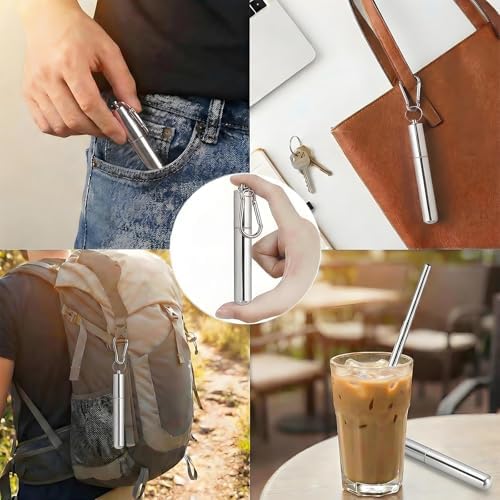 Collapsible Metal Straws, Travel Drinking Straws - Image 4