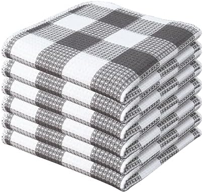 Waffle Weave Plaid Dish Cloth, Dish Cloth 12x12"S/6 by PurpleEssences