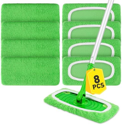 8Pcs Reusable Microfiber Mop Pads Compatible by NEOACT