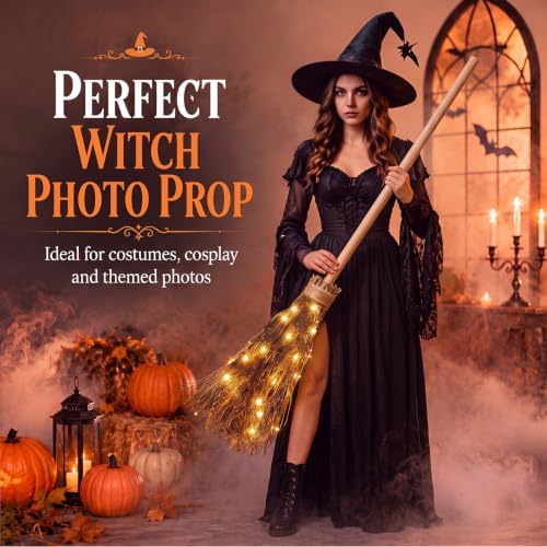 Seenelling 60" Halloween Decor Rattan Witch Broom - Image 5