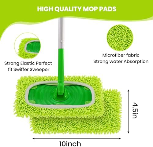 8 Pack Chenille Mop Refill Pads, Reusable Microfiber Mop Pads - Image 3