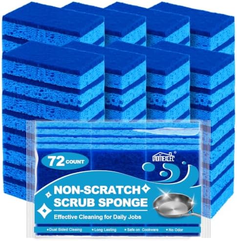 HOMEXCEL Sponges Kitchen 72 Pack, Non Scratch Scrub Dish Sponge by HOMEXCEL