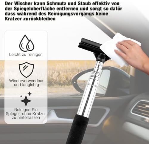 Side Mirror Squeegee, Retractable Car Rearview Mirror Wiper - Image 3