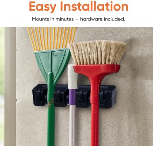 Superio Mop and Broom Holder Wall Mount Storage Organizer - Image 6