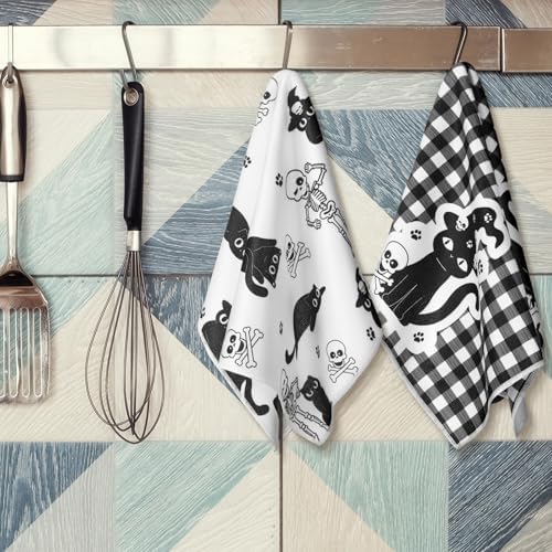 Bencailor 6 Pcs Halloween Kitchen Towels, Spooky Skeleton Dish Towel - Image 6