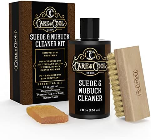 Care & Cool Suede & Nubuck Cleaner Kit, 8 oz, 100% Hog Hair Brush & Eraser by CareCool