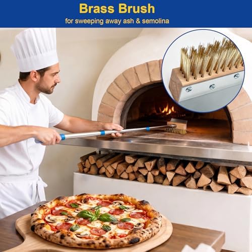 Pizza Oven Brush with 46in Handle and Scraper - Image 2