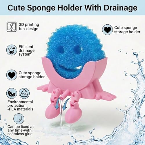 Creative Drainage Sponge Holder: Traceless Glue, 3D Printed Funny Kitchen Sink - Image 2