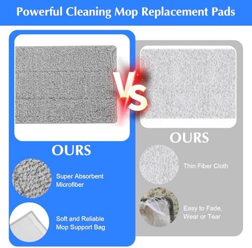 20 Pack 13 * 4.9" Generic Mop Pads Mop Head Refill Washable Wet/Dry Mops Flat - Image 3