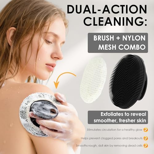Black Food-Grade Silicone Body Scrubber - Image 2