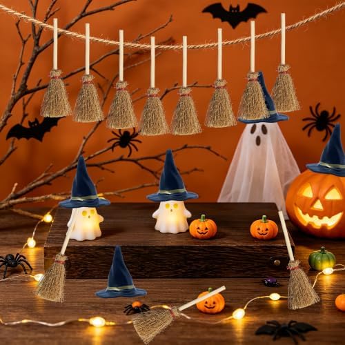 40Pcs Miniature Witch Hat and Straw Broom Set - Image 4