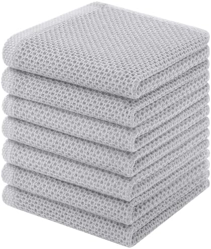 Homaxy 100% Cotton Waffle Weave Kitchen Dish Cloths, Light Gray by Homaxy