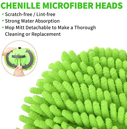 62'' Car Wash Brush with Long Handle Chenille Microfiber Car Wash Mop Mitt Kit - Image 4
