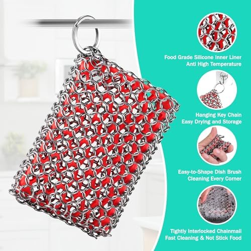 HAUSHOF Cast Iron Scrubber, Chainmail Scrubber Cast Iron Cleaner - Image 4