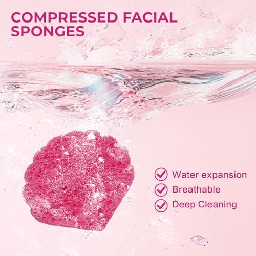 50-Count Compressed Facial Cleaning Sponges, Natural Cellulose Shell Shape Spa - Image 3