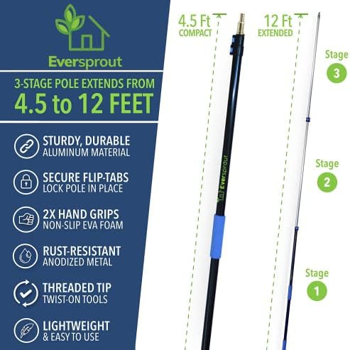 EVERSPROUT Swivel Squeegee & Microfiber Window Scrubber, 5 to 12ft Pole - Image 6