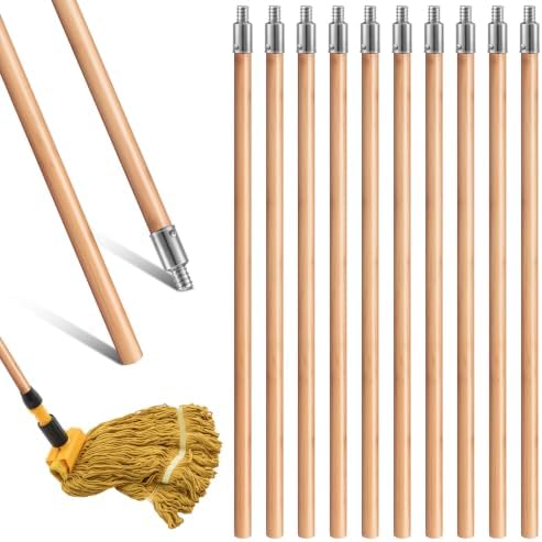 Barydat 10 Pack 40 Inch Lacquered Wood Broom Handle Bulk by home