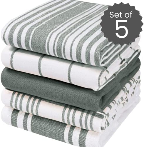 Cotton Clinic Assorted Kitchen Towels 5 Pack – Soft Absorbent Quick Drying - Image 2