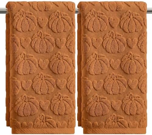 Artoid Mode 2 Pcs Caramel 3D Heart Pumpkin Jacquard Hand Towels by ArtoidMode