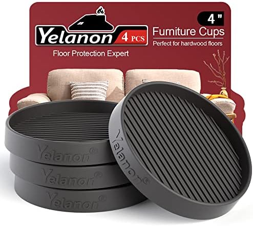 Non Slip Furniture Pads for Hardwood Floors -Yelanon 4Pcs 4” Coasters Cups by Yelanon