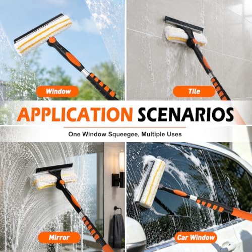 2-in-1 Window Squeegee, 24FT Window Cleaner Tool - Image 4
