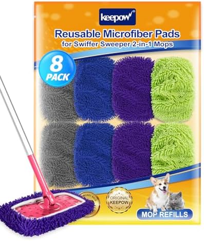 8Pcs Reusable Microfiber Mop Pads Compatible by KEEPOW