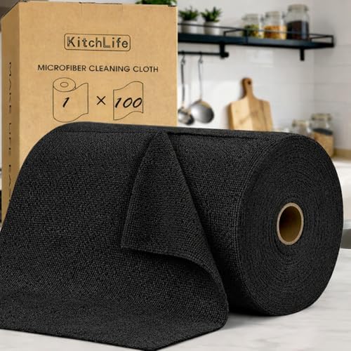 KitchLife Microfiber Cleaning Cloth Roll, 100 Pack by OverDoorHooksKitchenSupplies