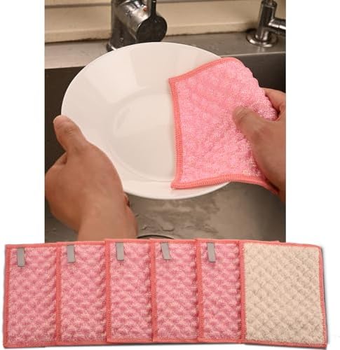 Pink Microfiber Scrubbing Pads, Non-Scratch by Unknown