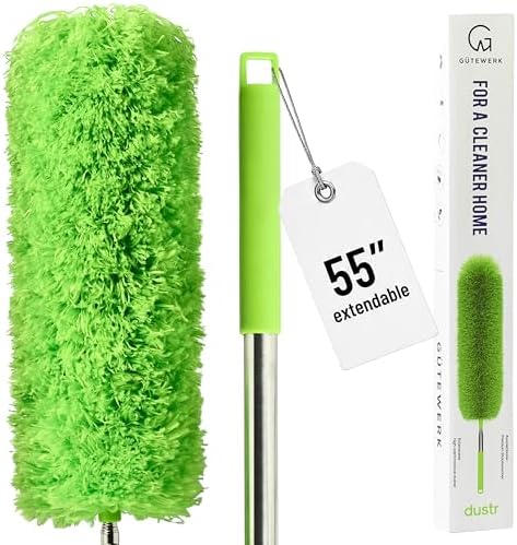 Gütewerk Extendable Microfiber Duster, 360° Bendable Head, 55 Inch Green by G%C3%9CTEWERK