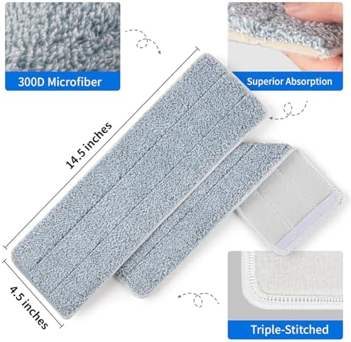 Oshang Flat Mop OG7 Head Refill, 14.5" X 4.5" Flat Mop Pads, Microfiber Mop - Image 2