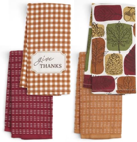 Ritz 4-Piece Kitchen Towel Set, Harvest Label Textured Terry, 100% Cotton & by RITZ